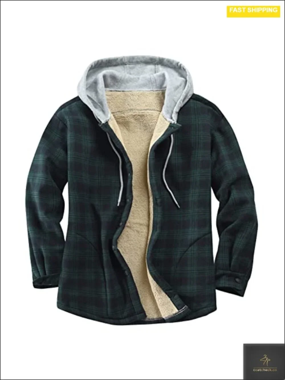 Men's Cotton Plaid Sherpa Lined Flannel Shirt Jacket Button Down
